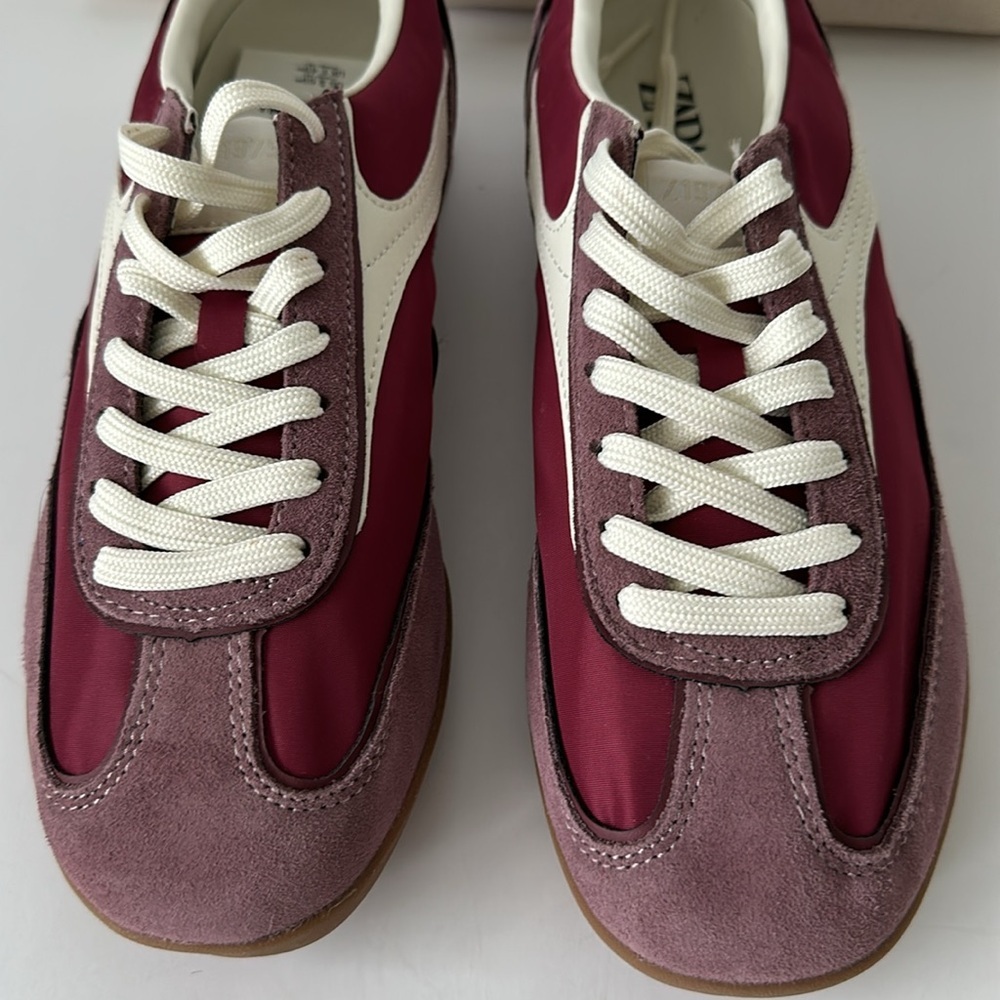 Zara Men's Maroon and Cream Sneakers - Picture 6 of 17